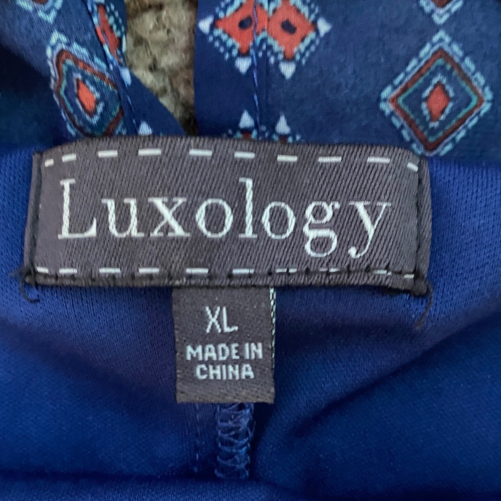 Luxology Blue and Orange Patterned Kids Dress - Picture 3 of 4